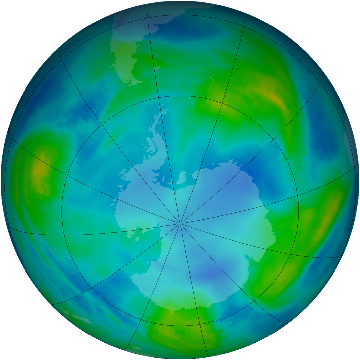 Antarctic ozone map for 31 May 1985